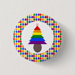 Lesbians Rainbow Christmas Tree and Presents 3 Cm Round Badge