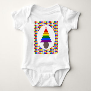 Lesbians Rainbow Christmas Tree and Presents Baby Bodysuit