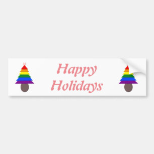 Lesbians Rainbow Christmas Tree and Presents Bumper Sticker