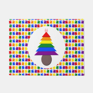Lesbians Rainbow Christmas Tree and Presents Doormat