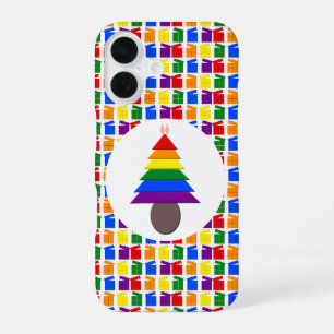 Lesbians Rainbow Christmas Tree and Presents iPhone 16 Case