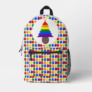 Lesbians Rainbow Christmas Tree and Presents Printed Backpack
