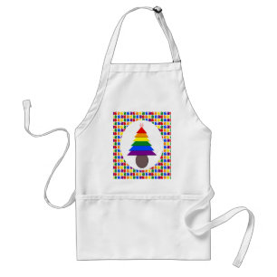 Lesbians Rainbow Christmas Tree and Presents Standard Apron
