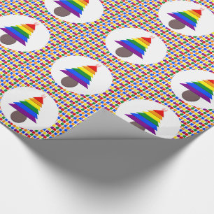 Lesbians Rainbow Christmas Tree and Presents Wrapping Paper