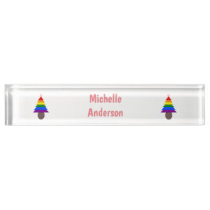 Lesbians Rainbow Christmas Tree Custom Nameplate