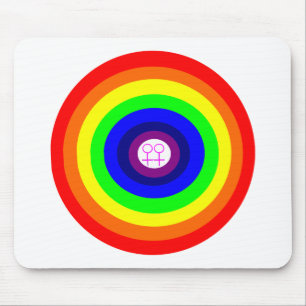 Lesbians Round Rainbow Mousepad