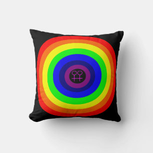 Lesbians Round Rainbow Pillow