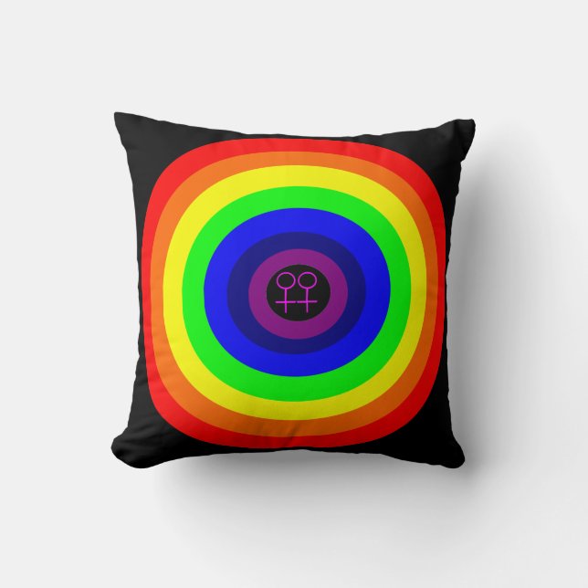 Lesbians Round Rainbow Pillow (Front)