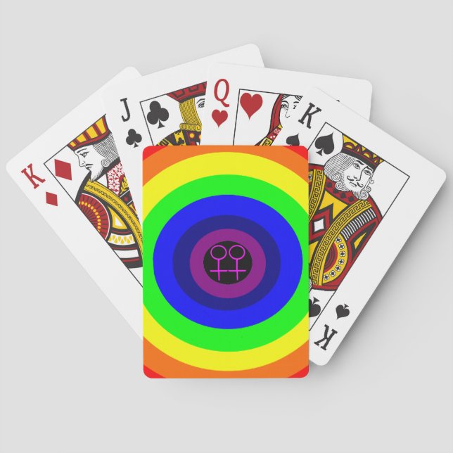 Lesbians Round Rainbow Playing Cards (Back)