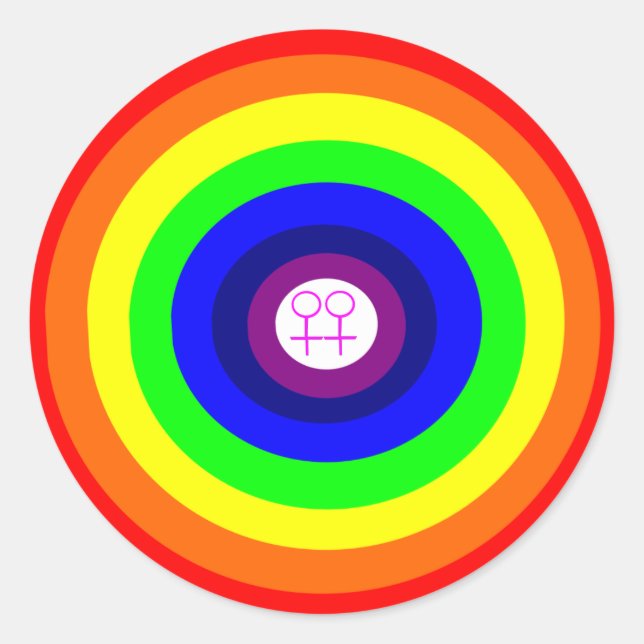 Lesbians Round Rainbow Sticker (Front)