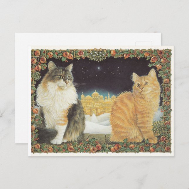 LESLEY ANNE IVORYS CHRISTMAS CAT POSTCARD (Front/Back)