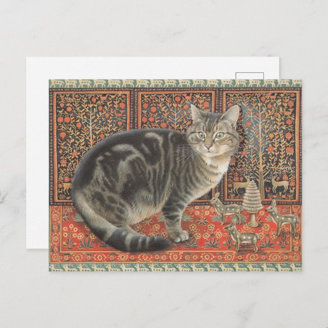 LESLEY ANNE IVORYS CHRISTMAS CAT POSTCARD (Front/Back)