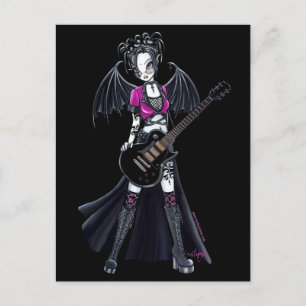 "Leslie" Black Beauty Guitar Rocker Fairy Postcard