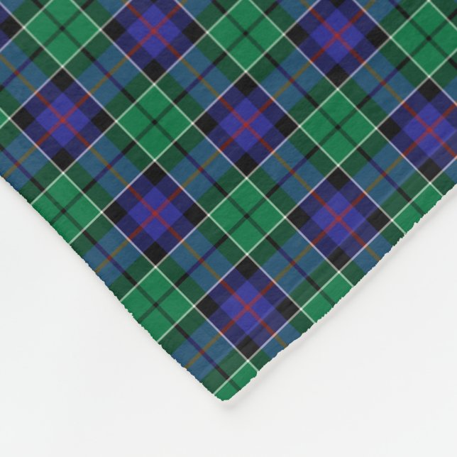 Leslie Clan Bright Blue and Green Hunting Tartan Fleece Blanket (Corner)