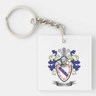 Leslie Family Crest Coat of Arms Key Ring