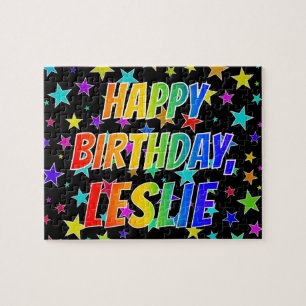 "LESLIE" First Name, Fun "HAPPY BIRTHDAY" Jigsaw Puzzle