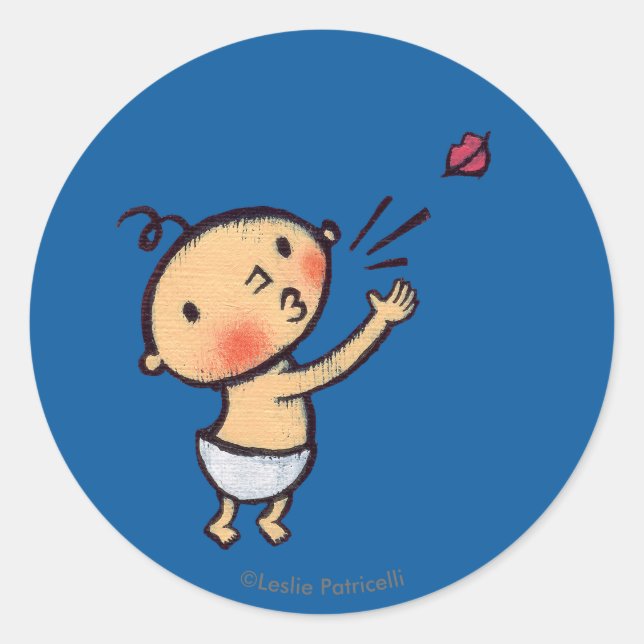 Leslie Patricelli Blow a Kiss Baby Classic Round Sticker (Front)