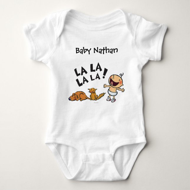 Leslie Patricelli Singing Baby with Bunny Slippers Bodysuit (Front)