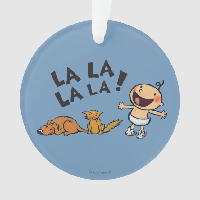 Leslie Patricelli Singing Baby with Bunny Slippers Ornament (Front)