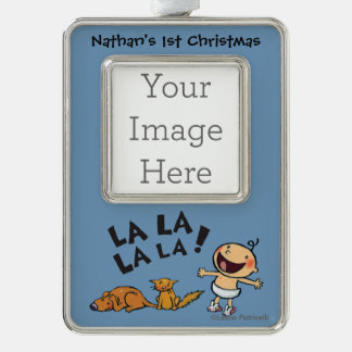 Leslie Patricelli Singing Baby with Bunny Slippers Silver Plated Framed Ornament