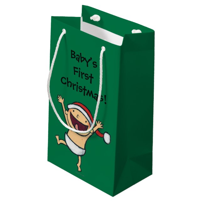 Leslie Patricelli's Baby Dancing In Santa Hat Small Gift Bag (Back Angled)