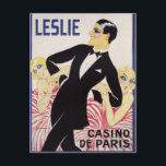 Leslie! Postcard<br><div class="desc">Leslie performs his cabaret act in 1920s Paris.</div>