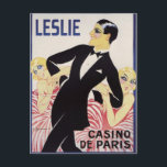 Leslie! Postcard<br><div class="desc">Leslie performs his cabaret act in 1920s Paris.</div>