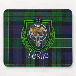 Leslie Scottish Clan Tartan and Crest  Mouse Pad