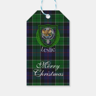 Leslie Scottish Clan Tartan & Crest Gift Tags
