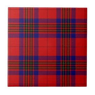 Leslie tartan red blue purple plaid ceramic tile