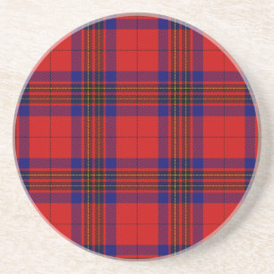Leslie tartan red blue purple plaid coaster