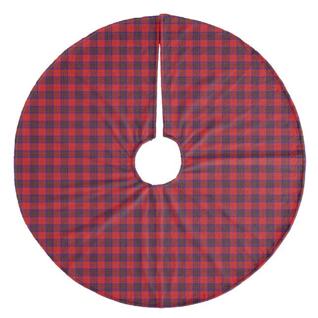 Leslie tartan red blue purple plaid fleece tree skirt (Front)