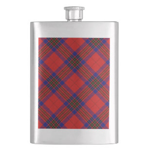 Leslie tartan red blue purple plaid hip flask