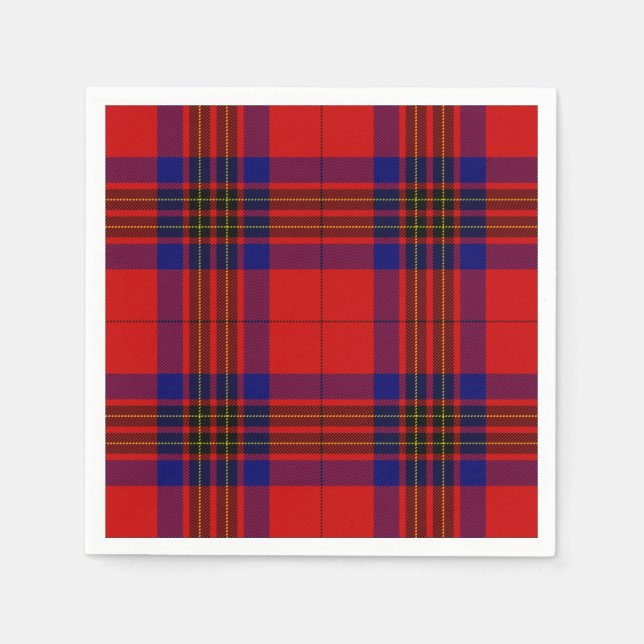 Leslie tartan red blue purple plaid napkin (Front)