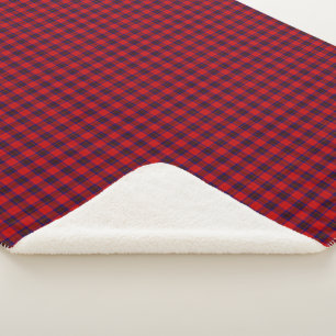 Leslie tartan red blue purple plaid sherpa blanket
