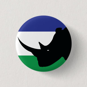 Lesotho Black rhino Basotho National Animal Flag 3 Cm Round Badge