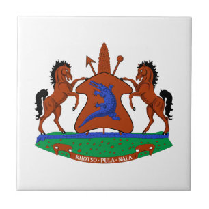 Lesotho coat arms flag country symbol heraldry emb ceramic tile