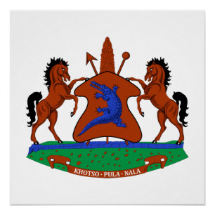 Lesotho coat arms flag country symbol heraldry emb poster