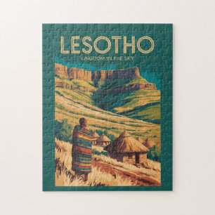 Lesotho Drakensberg Illustration Travel Art Retro Jigsaw Puzzle