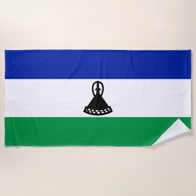 Lesotho Flag Beach Towel (Front)