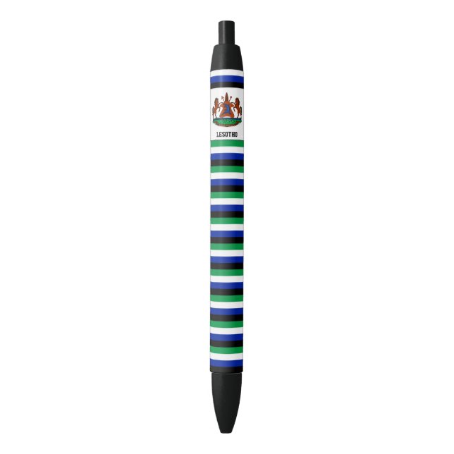 Lesotho Flag Cute Patriotic Black Ink Pen (Front Vertical)