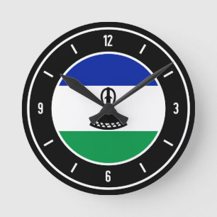 Lesotho Flag Elegant Round Clock
