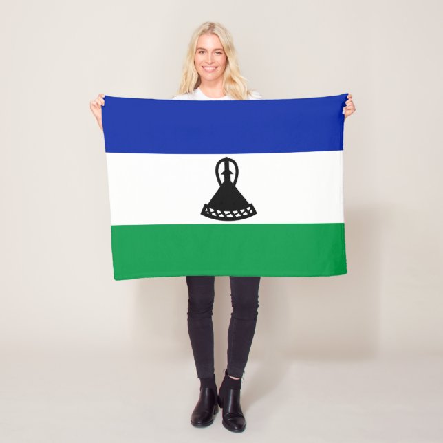 Lesotho Flag Fleece Blanket (In Situ)