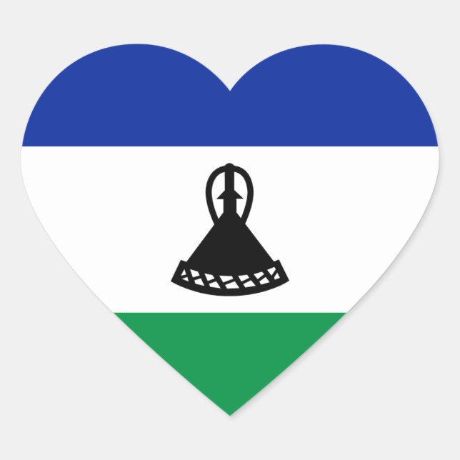 Lesotho Flag Heart Sticker (Front)