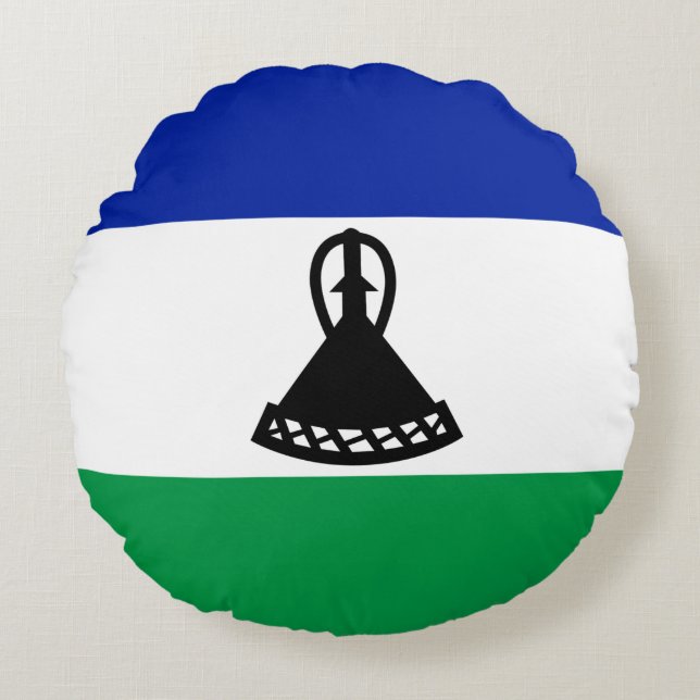 Lesotho Flag Round Cushion (Front)