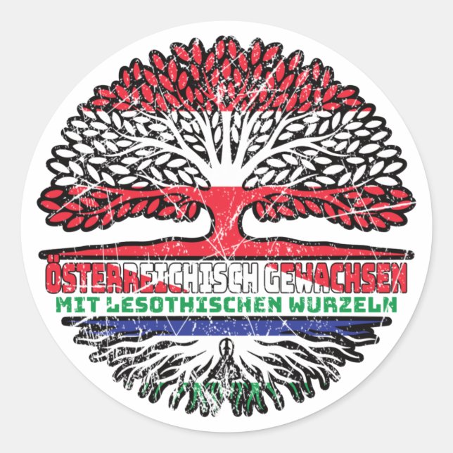 Lesotho Lesothisch Österreichische Baum Classic Round Sticker (Front)