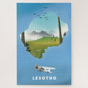 Lesotho South Africa Ski poster Jigsaw Puzzle