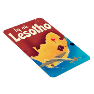 Lesotho Vintage travel flight poster Magnet