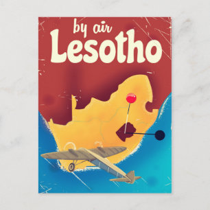 Lesotho Vintage travel flight poster Postcard