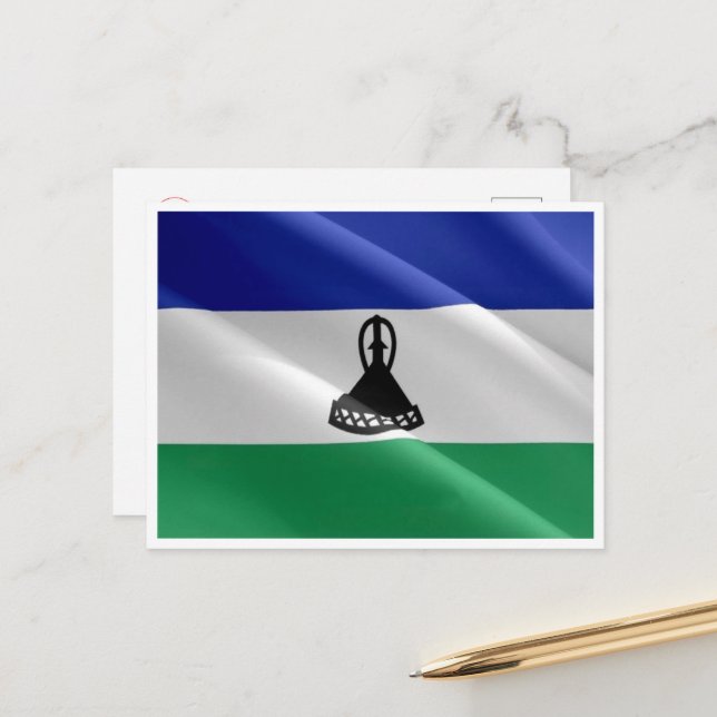 Lesotho - Waving Flag - Postcard (Front/Back In Situ)